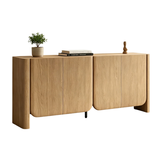 [Pre-Sale] 70 Inch Curved Edge Sideboard Accent Cabinet with 4 Storage Doors