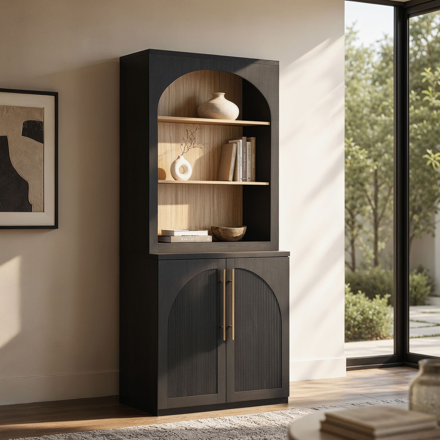 [Pre-sale] Harmo Block 70" Tall Arched Bookcase with Doors