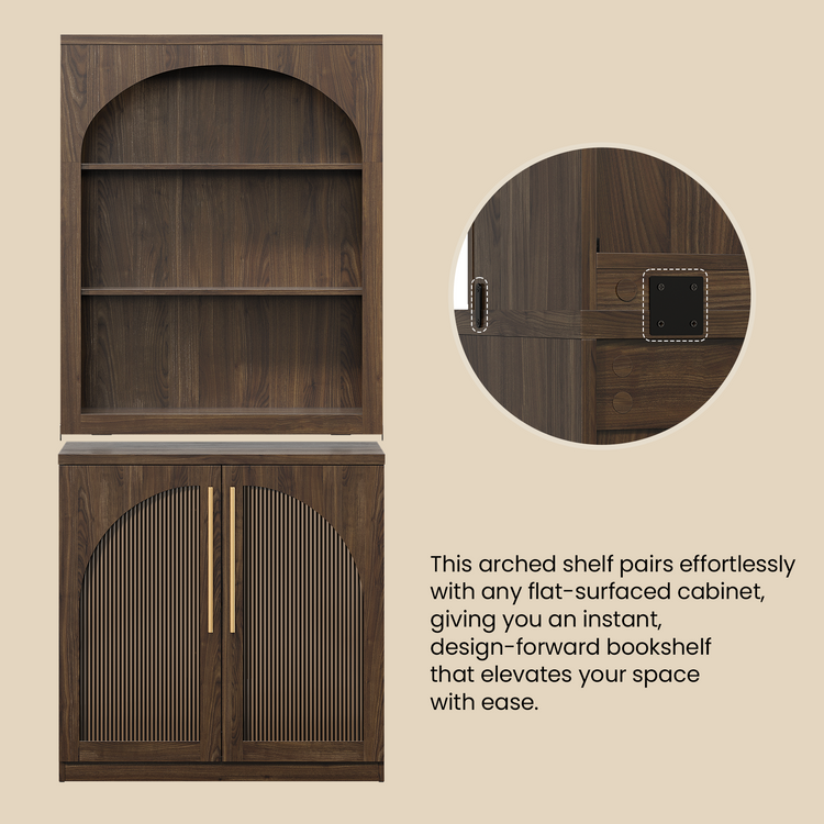 [Pre-sale] Harmo Block 3-Tier Modular Bookshelf, Walnut Wood-Grain Finish