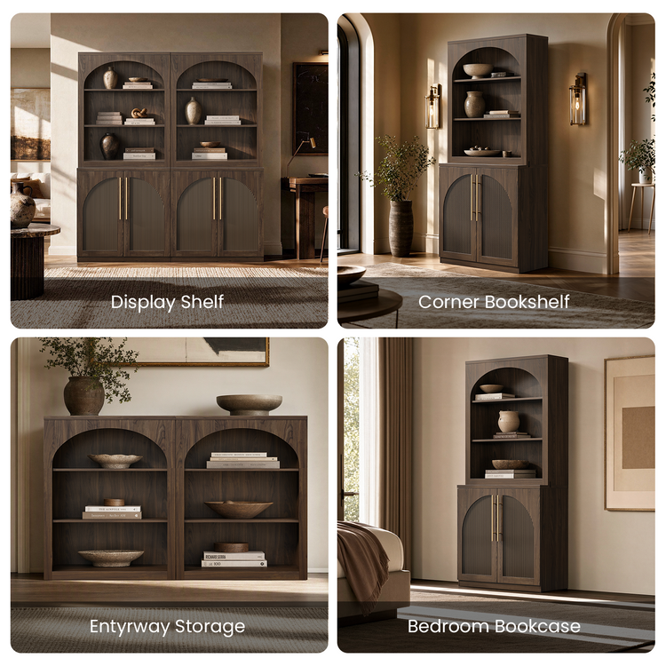 [Pre-sale] Harmo Block 3-Tier Modular Bookshelf, Walnut Wood-Grain Finish