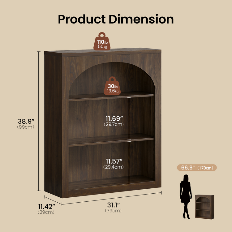 [Pre-sale] Harmo Block 3-Tier Modular Bookshelf, Walnut Wood-Grain Finish