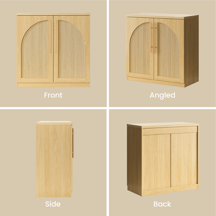 [Pre-sale] Harmo Block 31" Arched Fluted Accent Cabinet Storage Cabinet, Natural Wood