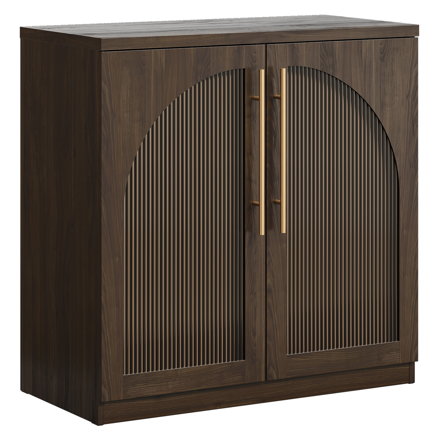[Pre-sale] Harmo Block 31" Arched Fluted Accent Cabinet Storage Cabinet, Walnut Wood