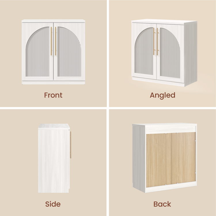 [Pre-sale]Harmo Block 31" Arched Fluted Accent Cabinet Storage Cabinet, White
