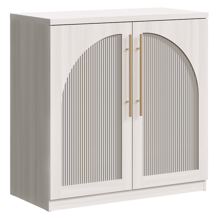 [Pre-sale]Harmo Block 31" Arched Fluted Accent Cabinet Storage Cabinet, White