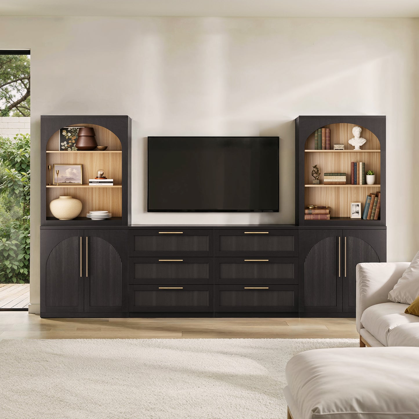 [Pre-sale] Harmo Block 70" Tall Arched Bookcase with Doors