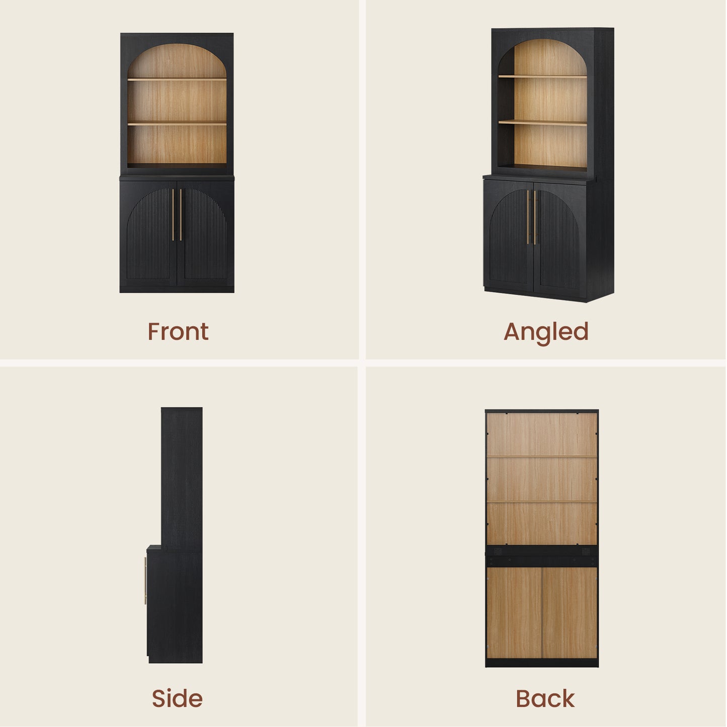 [Pre-sale] Harmo Block 70" Tall Arched Bookcase with Doors