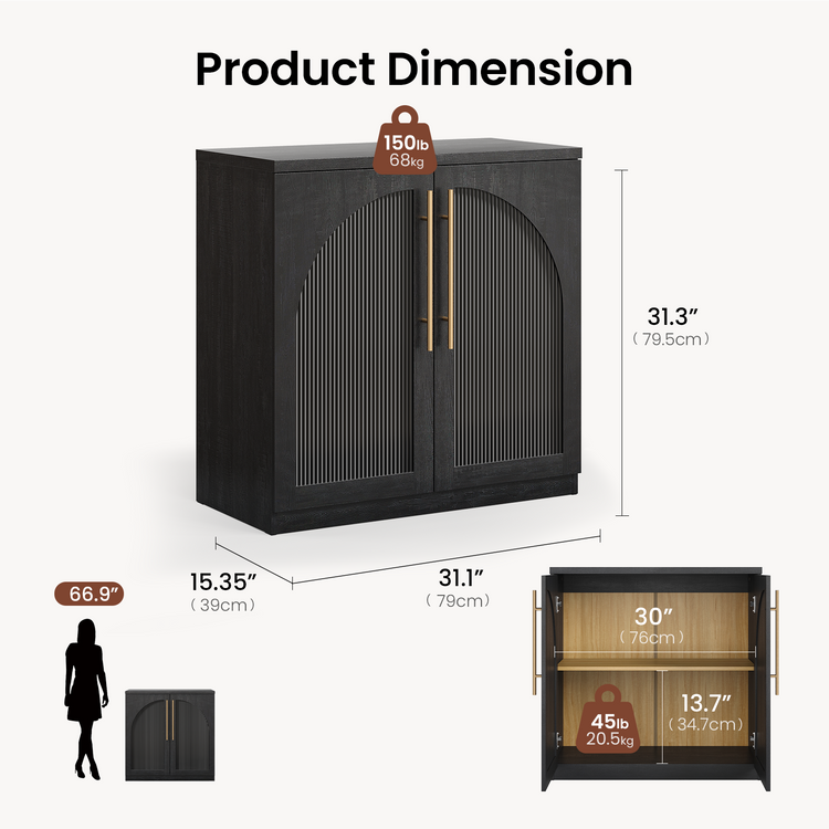[Pre-Sale] Harmo Block 31" Arched Fluted Accent Cabinet Storage Cabinet