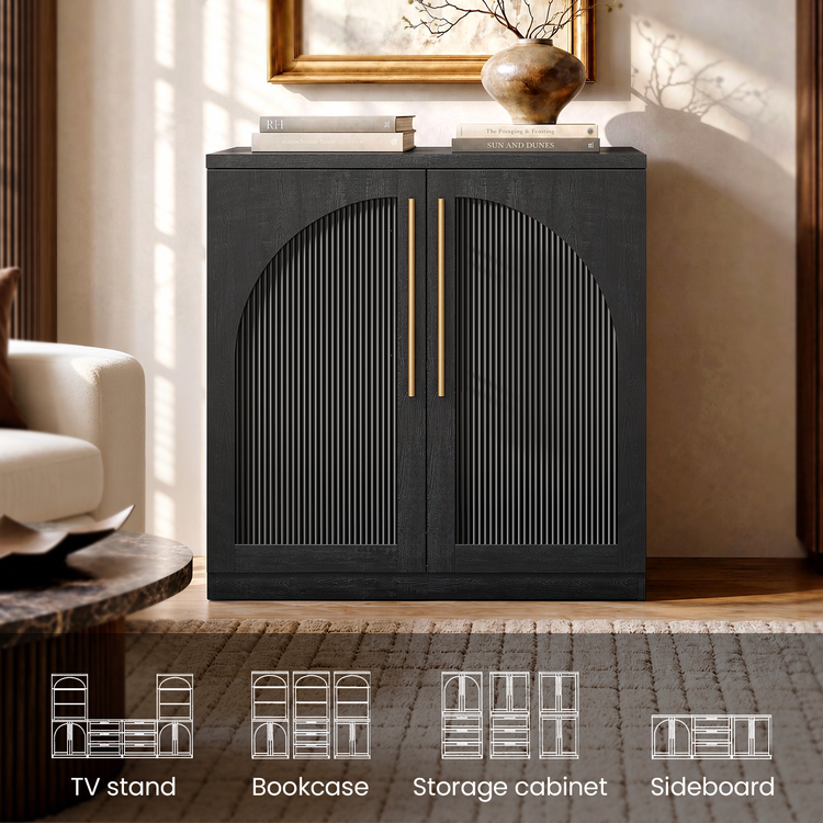 [Pre-Sale] Harmo Block 31" Arched Fluted Accent Cabinet Storage Cabinet