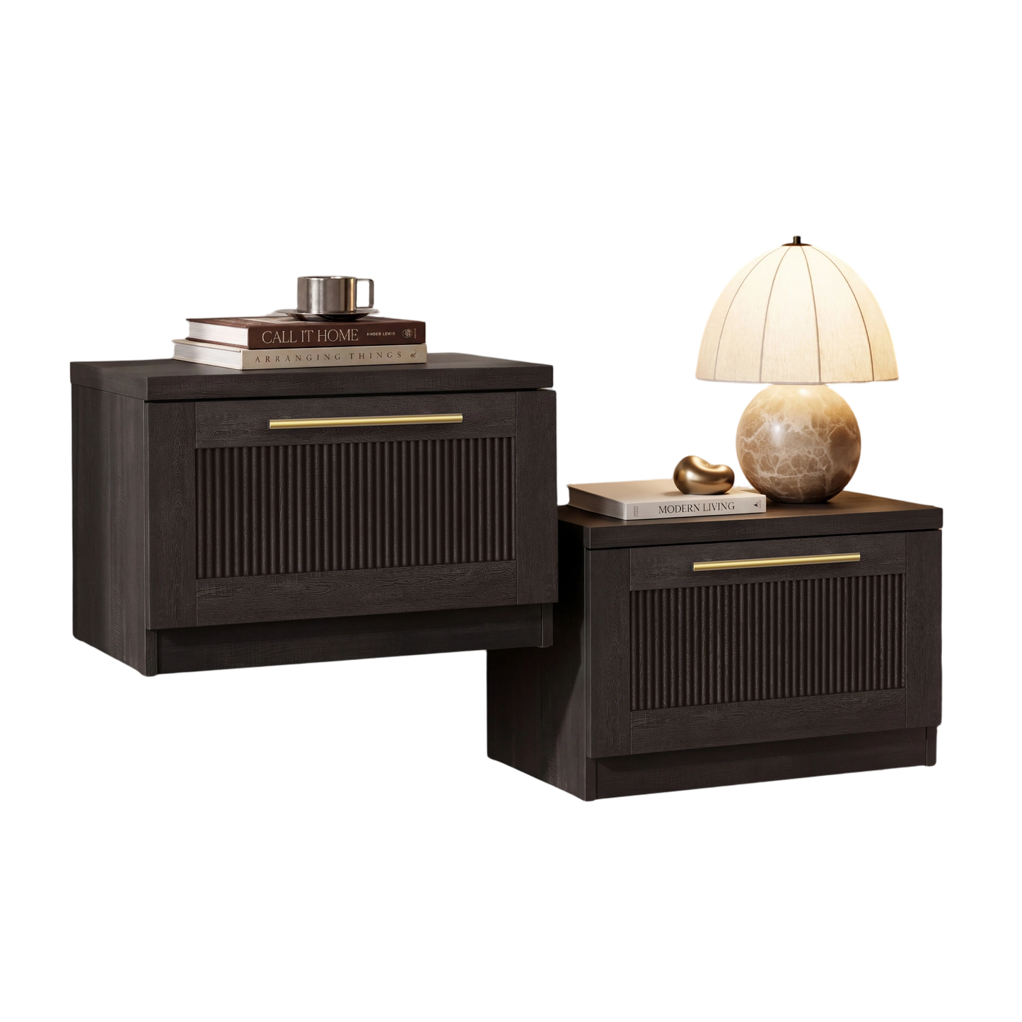 Harmo Block Black Floating Nightstand，set of 2