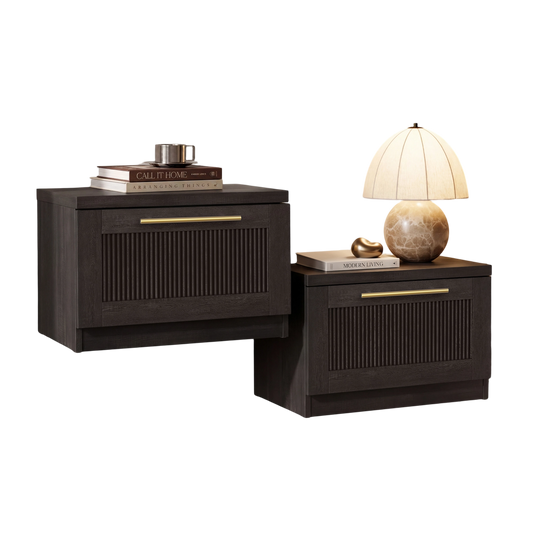 Harmo Block Black Floating Nightstand，set of 2