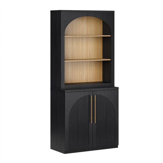[Pre-sale] Harmo Block 70" Tall Arched Bookcase with Doors