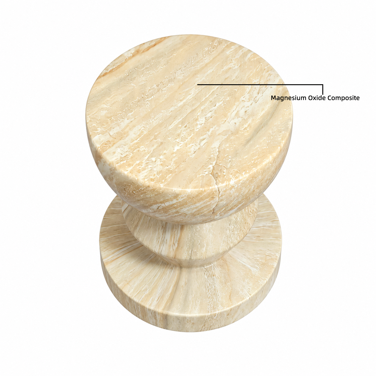 [Pre-Sale] Hourglass Pedestal Round Side Table - Beige Travertine-Look Finish