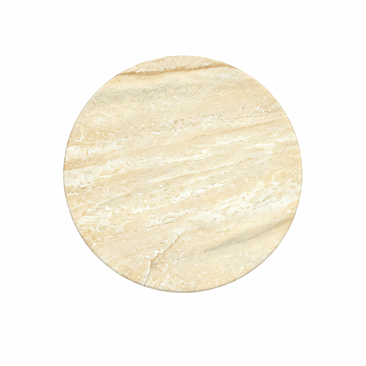 [Pre-Sale] Hourglass Pedestal Round Side Table - Beige Travertine-Look Finish
