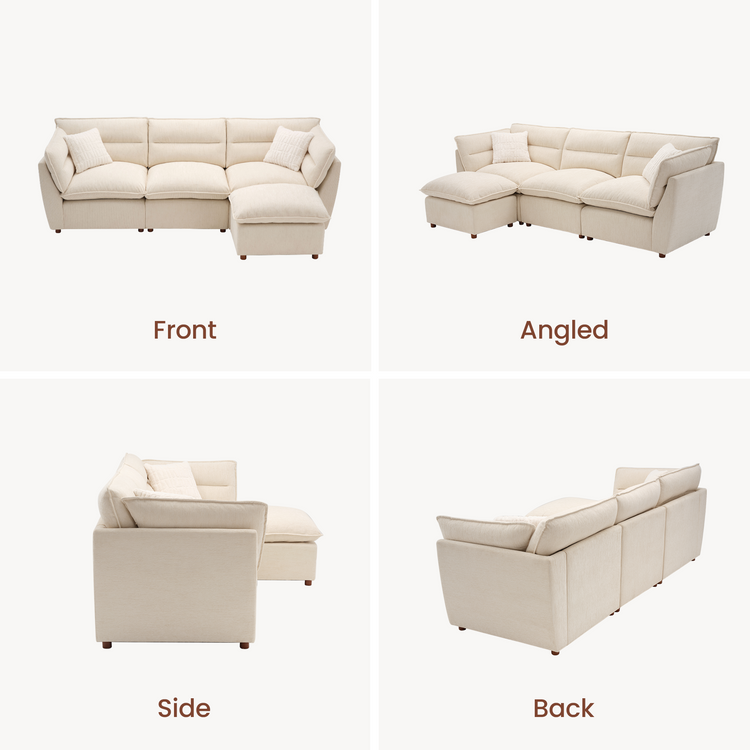 [Pre-sale] L-Shaped Sectional Sofa, Loven Modular Cloud Design with Solid Wood Legs，Pure Plume