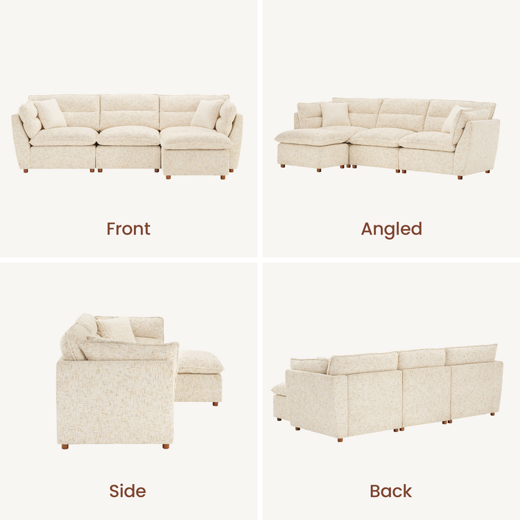 [Pre-sale] L-Shaped Sectional Sofa, Loven Modular Cloud Design with Solid Wood Legs，Sandstone Beige