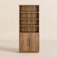 7-Tier Bookshelf with Cabinet & Adjustable Shelves