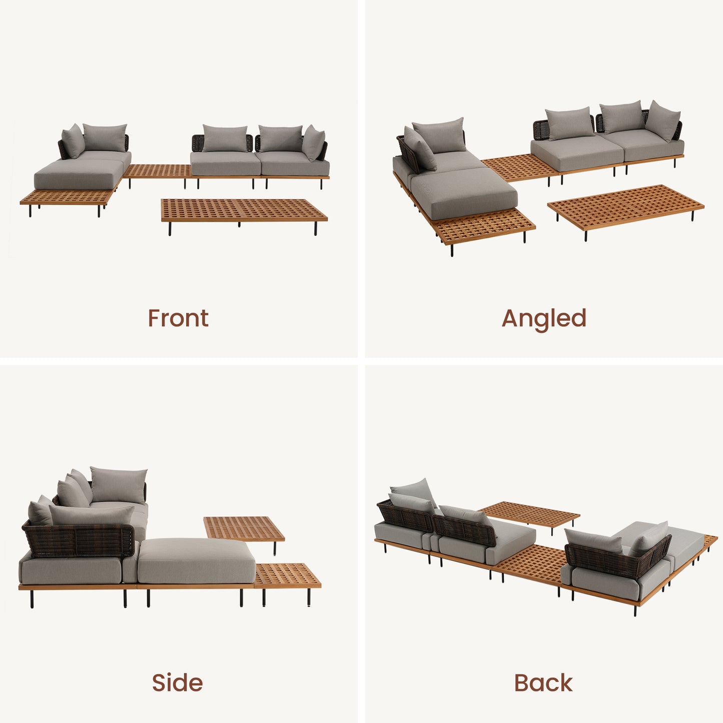 [Pre-Sale] Teak Lattice Modular Outdoor Sectional Sofa Set