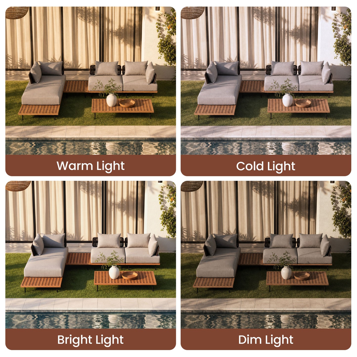 [Pre-Sale] Teak Lattice Modular Outdoor Sectional Sofa Set