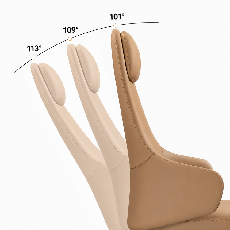 Light Brown PU Ergonomic Office Chair Adjustable Headrest 4-Gear Tilt