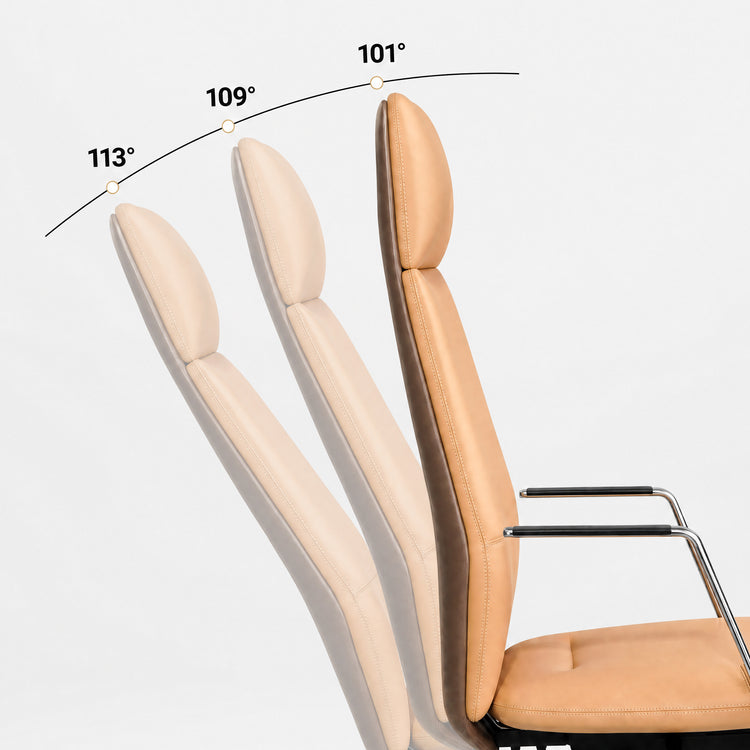 Light Brown PU Office Chair Integrated Aluminum Armrest 4-Gear Tilt