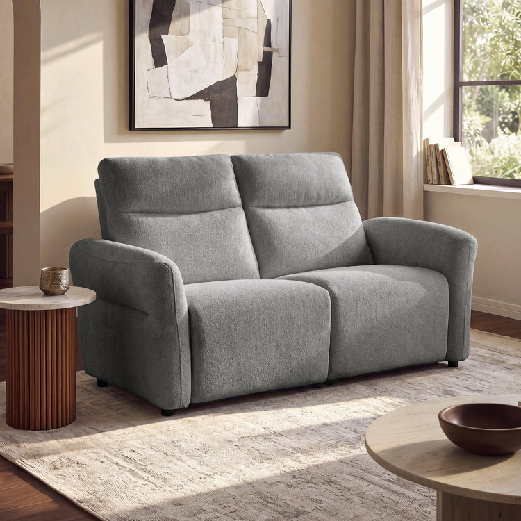  Linnea 69" Gray Textured Fabric Manual Reclining Loveseat Sofa