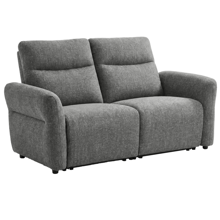  Linnea 69" Gray Textured Fabric Manual Reclining Loveseat Sofa