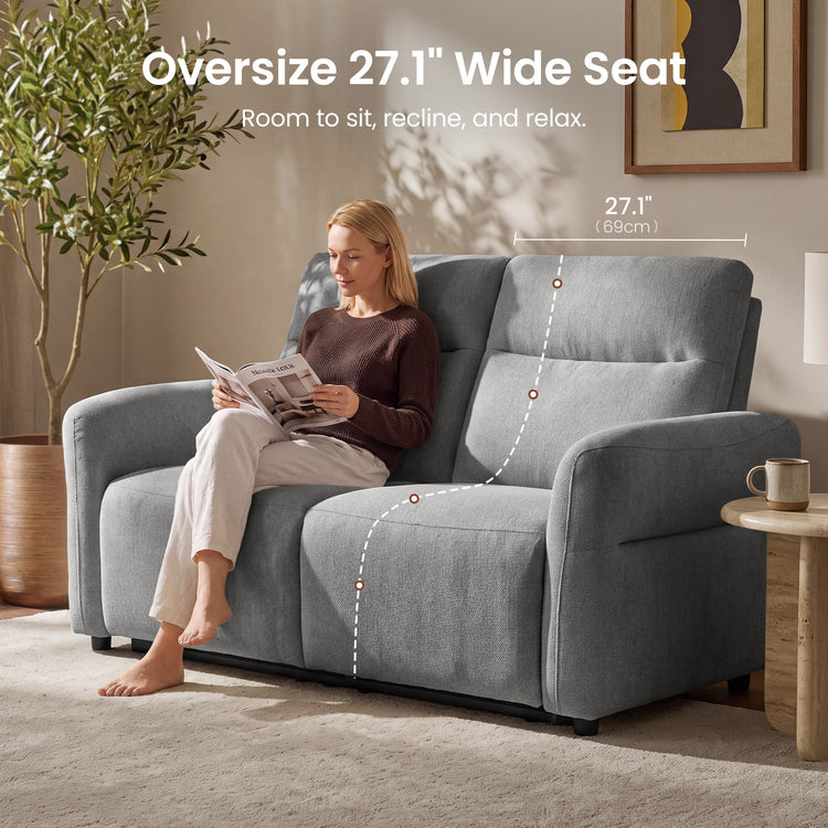  Linnea 69" Gray Textured Fabric Manual Reclining Loveseat Sofa