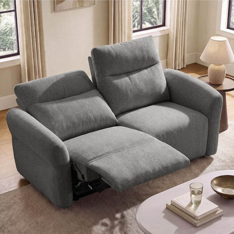  Linnea 69" Gray Textured Fabric Manual Reclining Loveseat Sofa