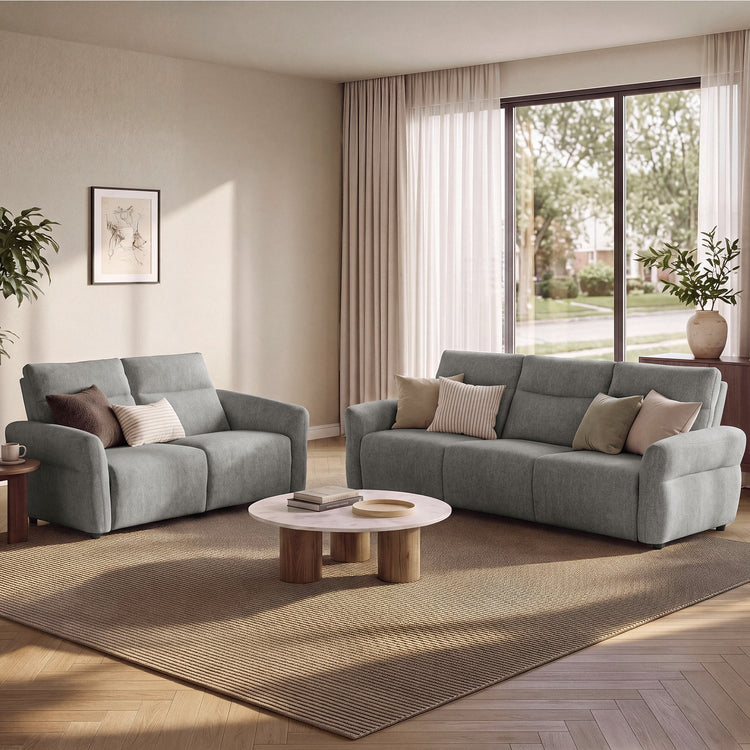  Linnea 69" Gray Textured Fabric Manual Reclining Loveseat Sofa