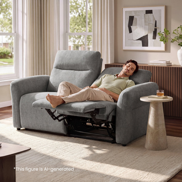  Linnea 69" Gray Textured Fabric Manual Reclining Loveseat Sofa