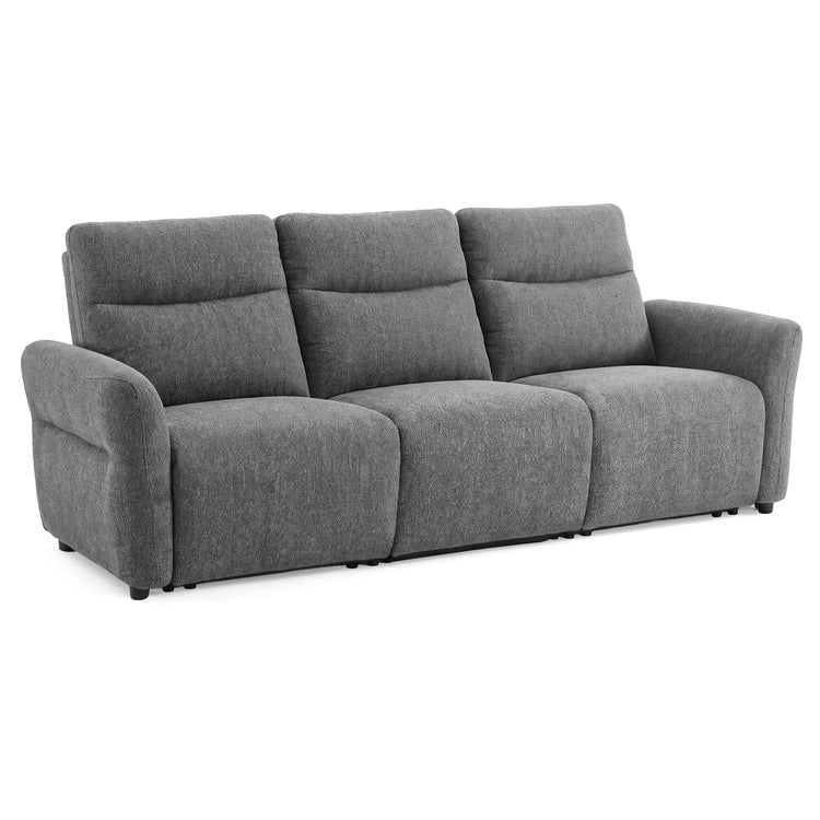 Linnea 96" Gray Textured Fabric Manual Reclining 3-Seat Sofa