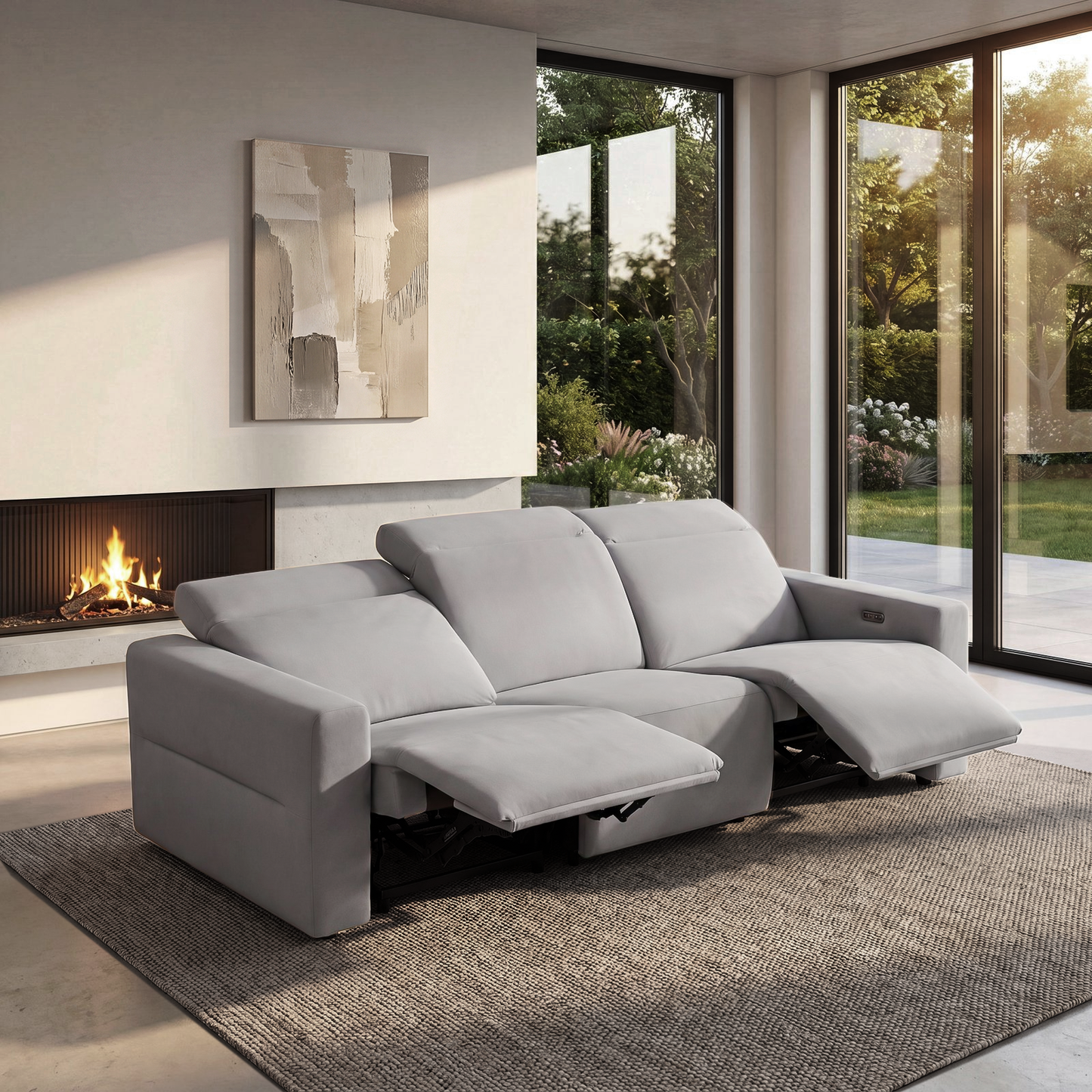 Lodden 96" 3-Seater Power Reclining Sofa with Zero Gravity & USB-C，Grey