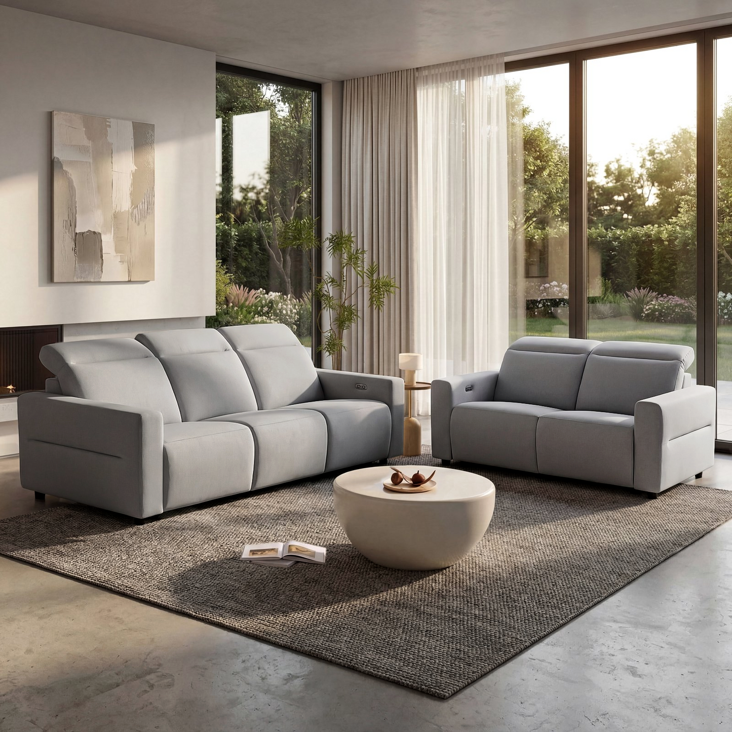 Lodden Power Reclining Sofa Set with Zero Gravity & USB-C，Grey