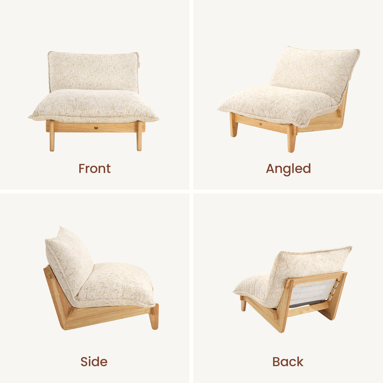 Lounge Chair, Oversized 1.5-Seater Chenille Cloud Chair with Solid Wood Base-Llia，Sandstone Beige