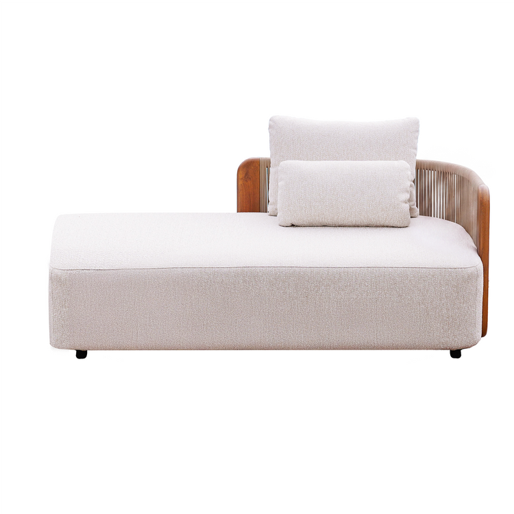 Mesa 124" Outdoor Wood and Woven Rope 3 Seater Modular Sectional Sofa