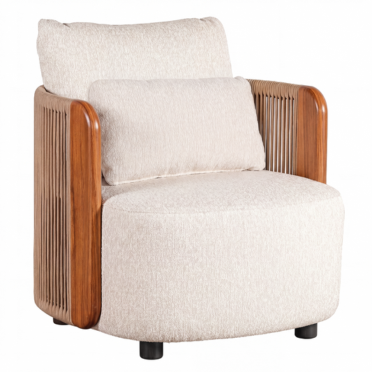 [Pre-Sale] Mesa Wood-Look & Woven Rope Outdoor Lounge Chair
