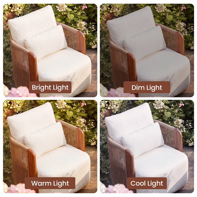 Mesa 33.8" Outdoor Wood Accent Handwoven Rope Single Sofa