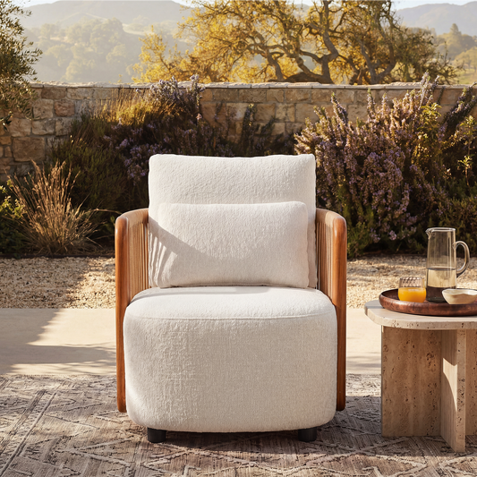 Mesa 33.8" Outdoor Wood Accent Handwoven Rope Single Sofa