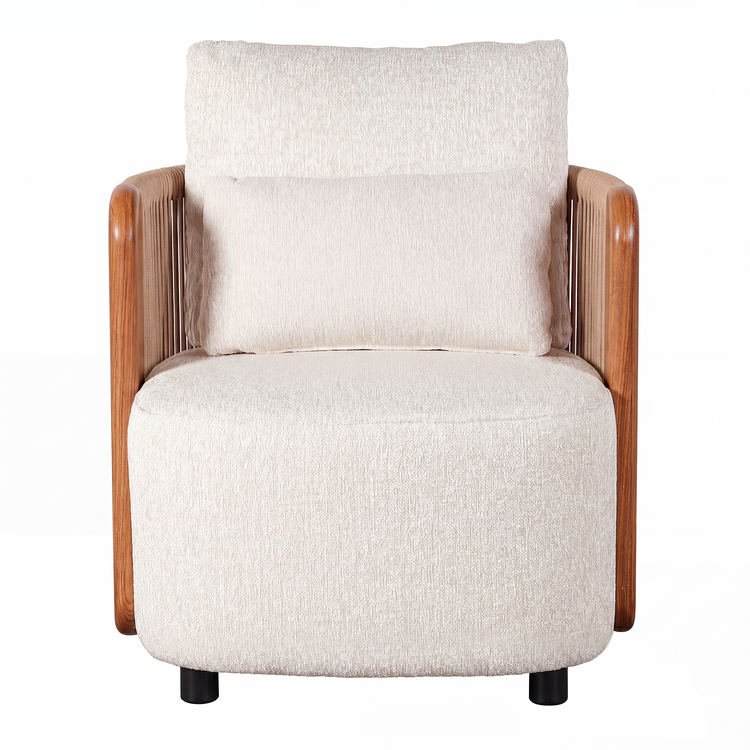 Mesa 33.8" Outdoor Wood Accent Handwoven Rope Single Sofa