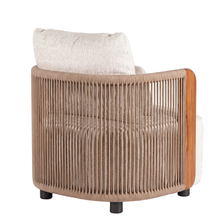 Mesa 33.8" Outdoor Wood Accent Handwoven Rope Single Sofa