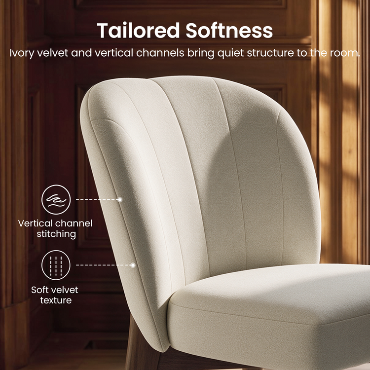Modern Fabric Upholstered Curved Back Dining Chair Set of 2
