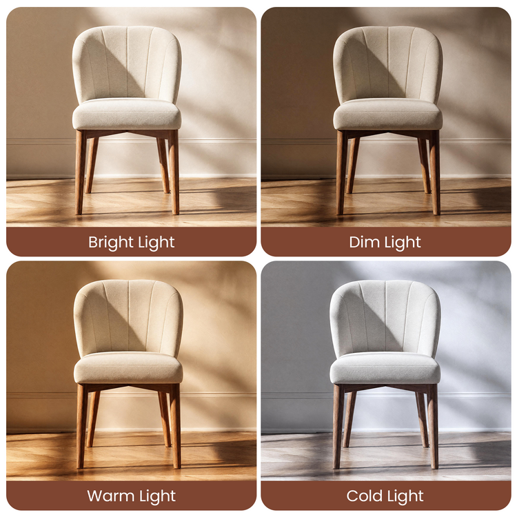 Modern Fabric Upholstered Curved Back Dining Chair Set of 2