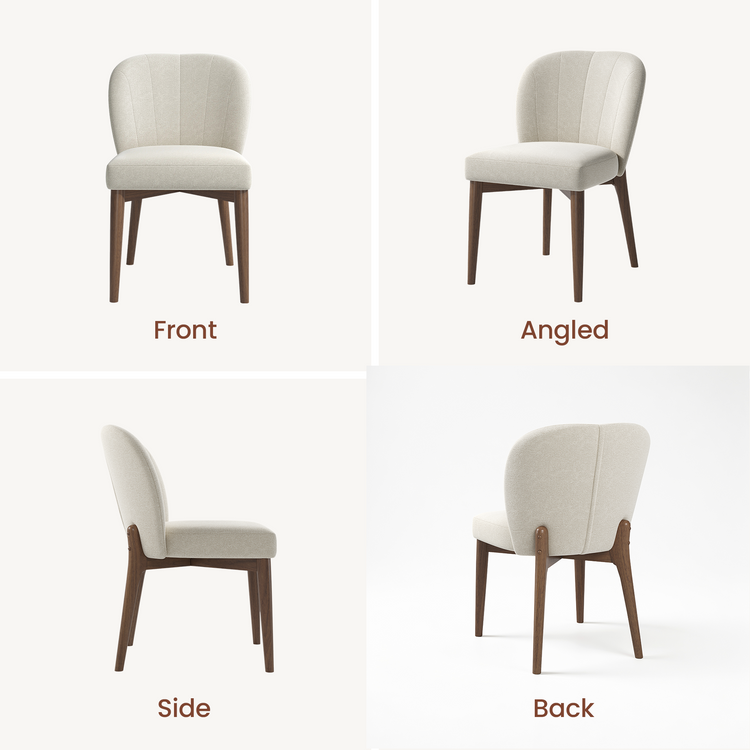 Modern Fabric Upholstered Curved Back Dining Chair Set of 2