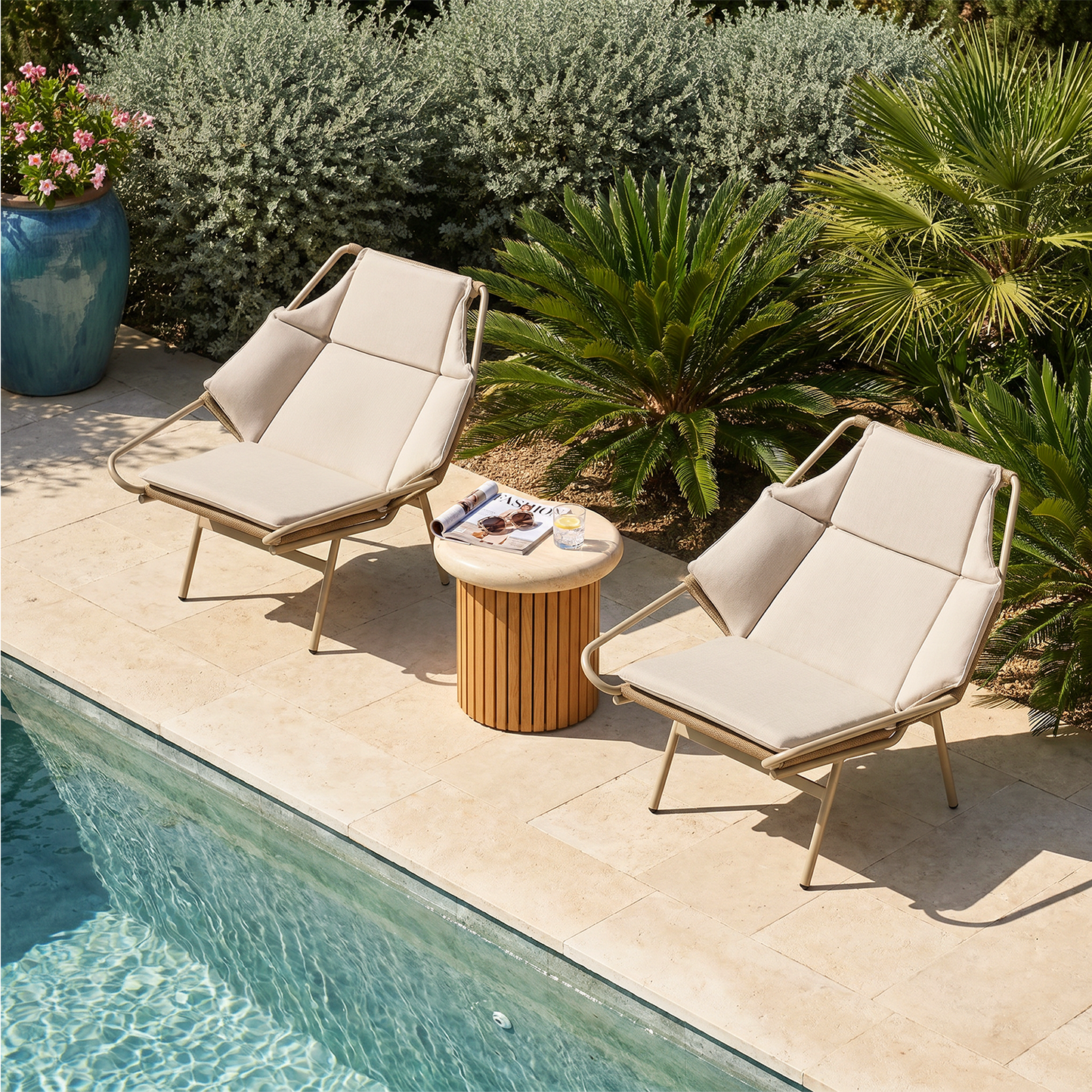 [Pre-Sale] Modern Handwoven Rope Outdoor Lounge Chair in Beige
