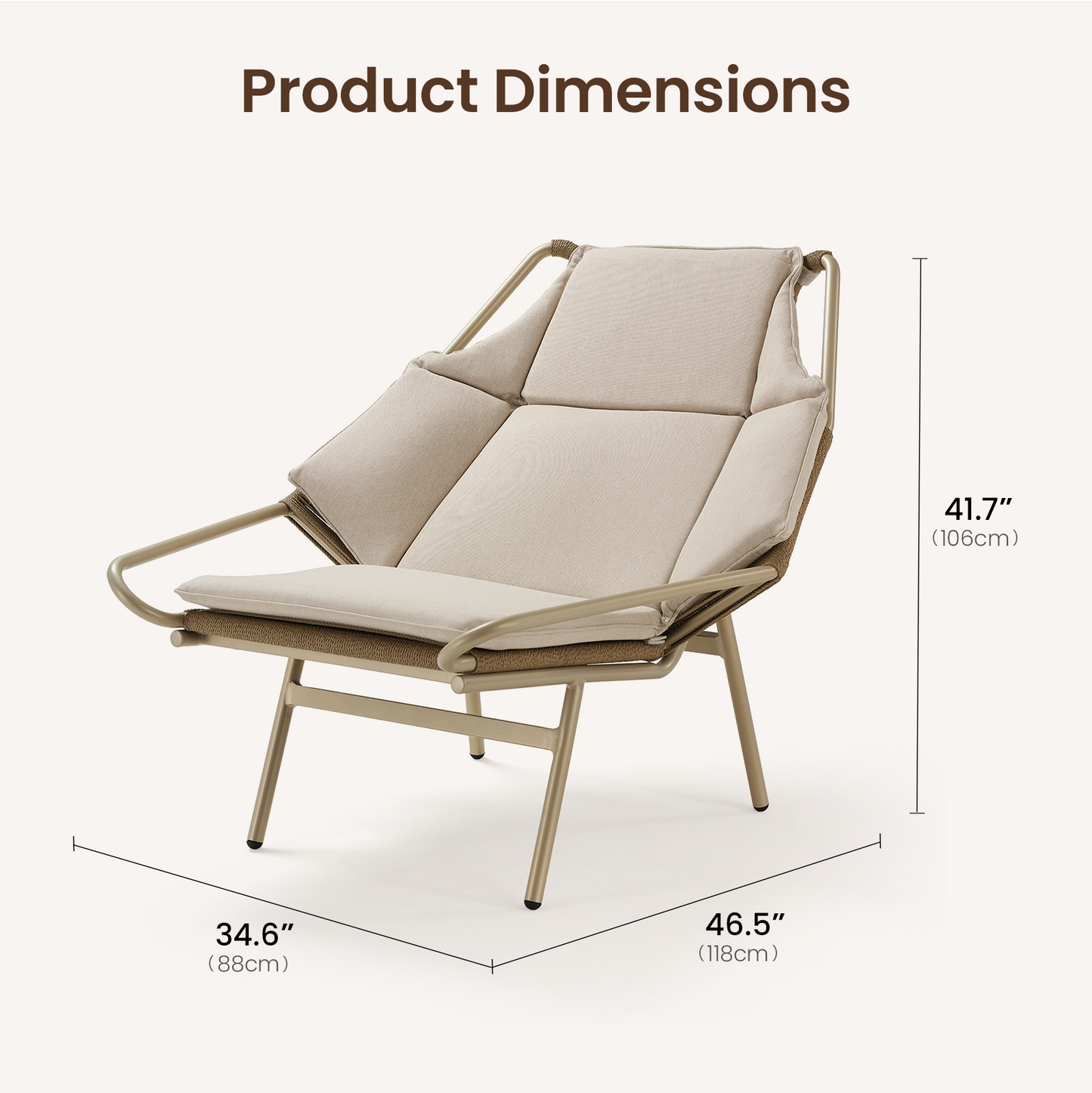 [Pre-Sale] Modern Handwoven Rope Outdoor Lounge Chair in Beige