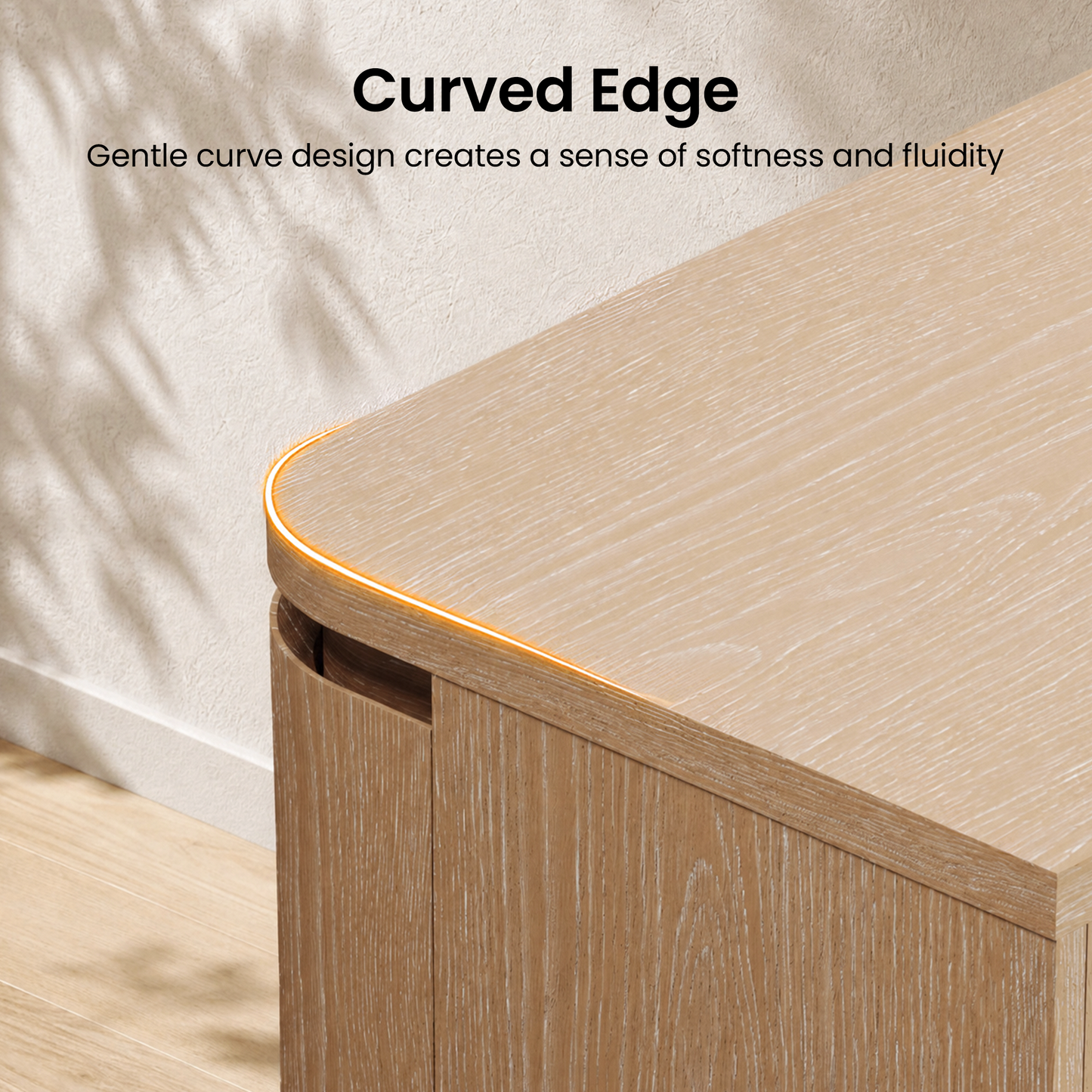 ModernMate 56 Inch Sideboard Buffet Cabinet, Storage Credenza with 3 Drawers and 2 Doors, Modern Organic Dining Room Storage Cabinet with Adjustable Shelves & Soft Close Hinges, Natural Oak