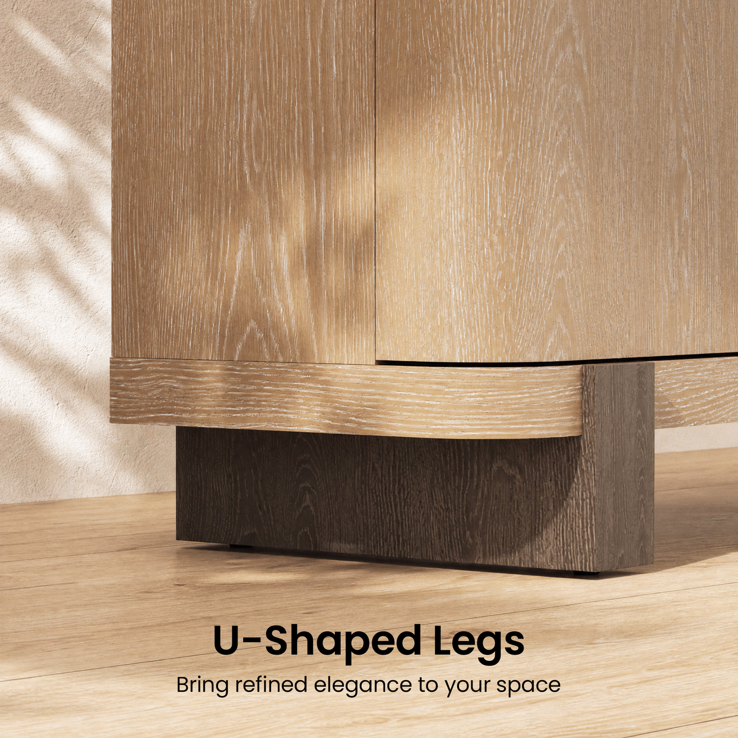 ModernMate 56 Inch Sideboard Buffet Cabinet, Storage Credenza with 3 Drawers and 2 Doors, Modern Organic Dining Room Storage Cabinet with Adjustable Shelves & Soft Close Hinges, Natural Oak