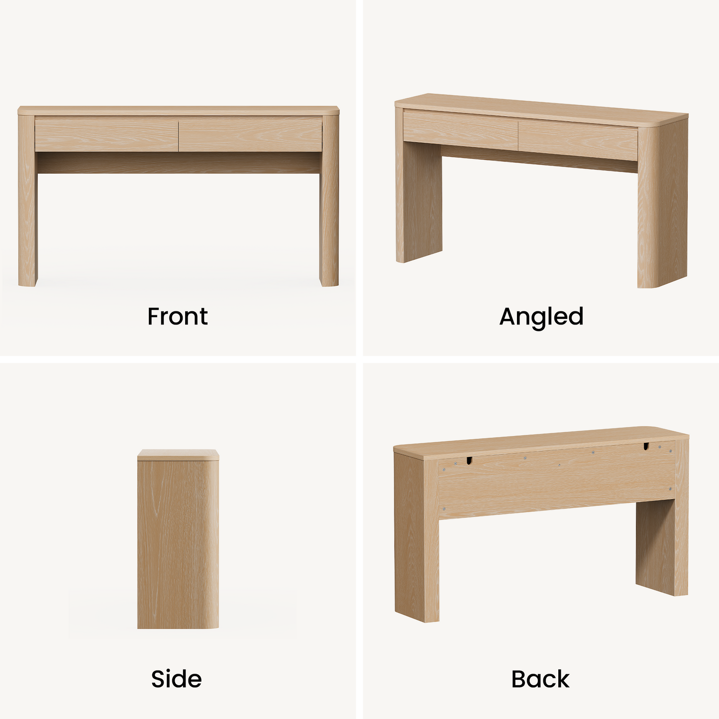 ModernMate 59" Console Table with 2 Drawers, Narrow Entryway Sofa Table with Rounded Corners for Living Room, Modern Organic Entrance, Foyer, Natural Oak