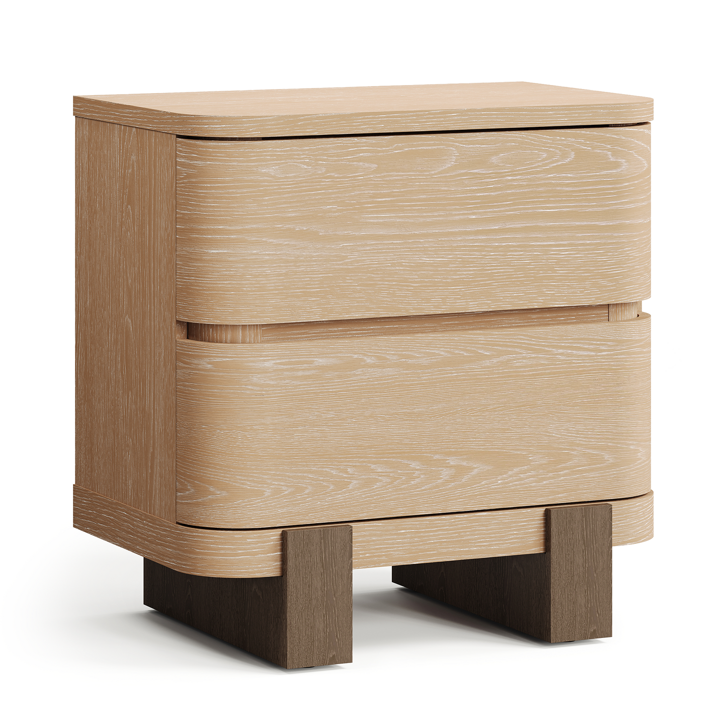 ModernMate Nightstand with 2 Drawers, 23.6" Large Bedside Table with Curved Front, Handle-Free Storage and Smooth Ball-Bearing Slides, Modern Organic End Table for Bedroom and Living Room